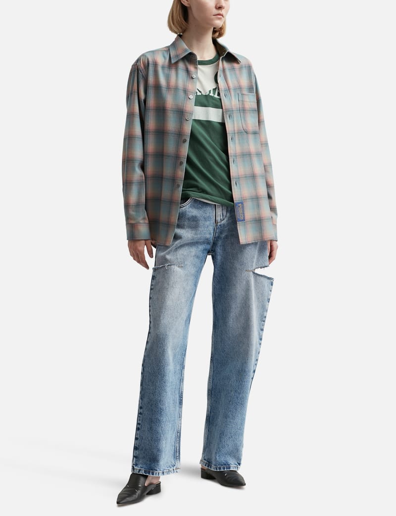 ◆Maison Margiela フリンジチェックウールカーディガン メゾン マルジェラ - チェック フリンジ ペンドルトン ウール