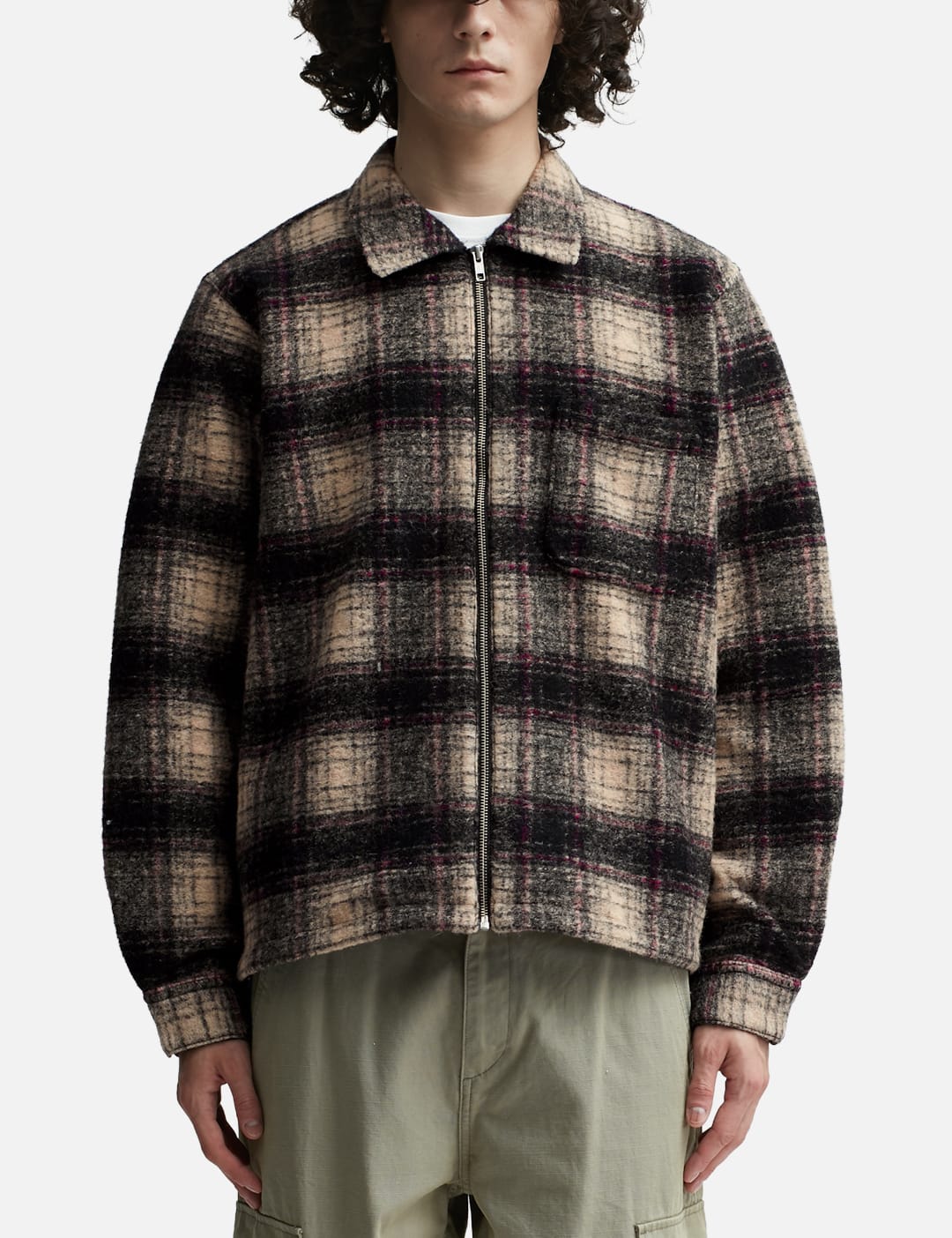 Stüssy - Wool Plaid Zip Shirt | HBX - Globally Curated