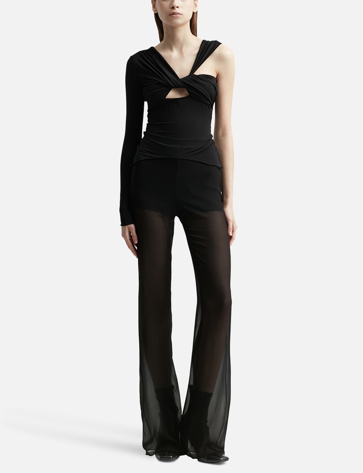 Dua | Orange Asymmetric One-Sleeve Draped Top main image 0