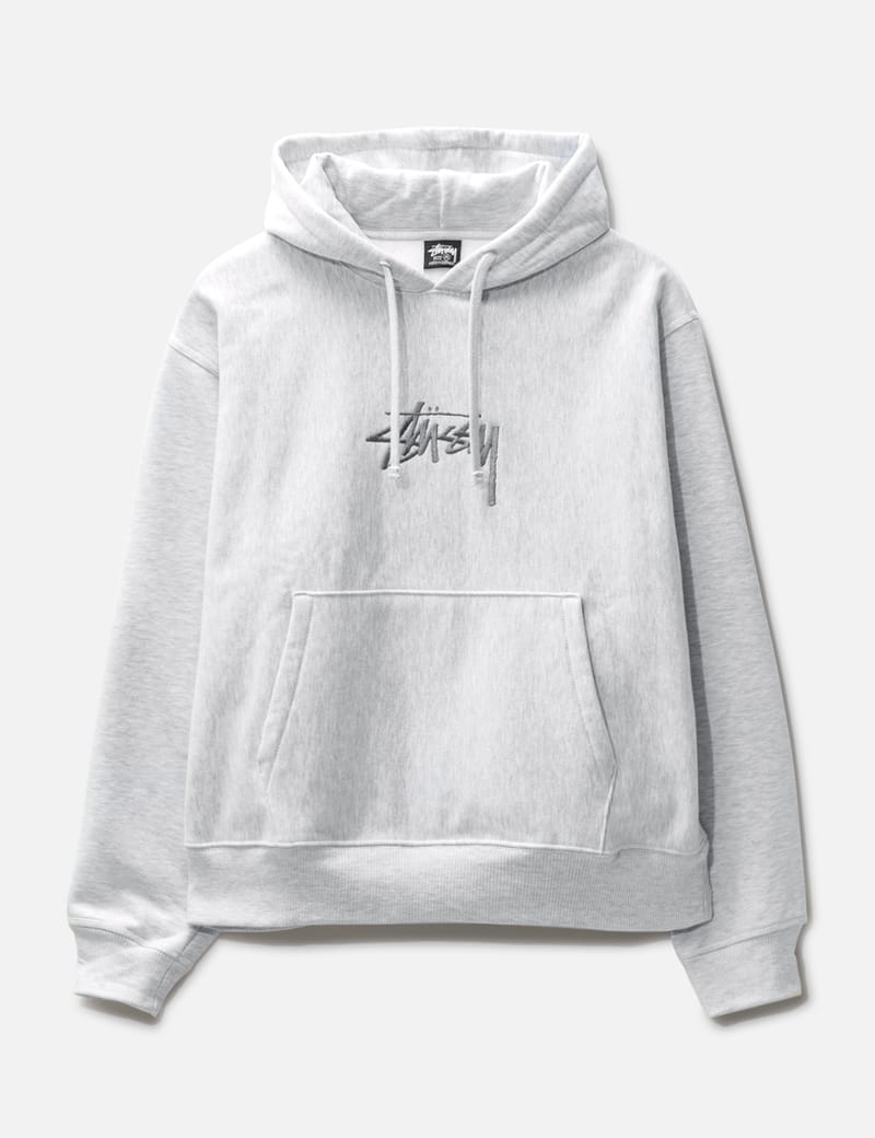 Stussy Stock Logo Applique Hoodie In Grey | ModeSens