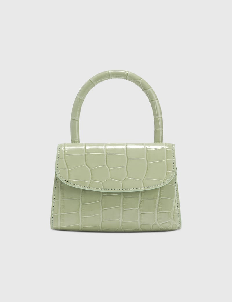 BY FAR - Mini Sage Green Croco Embossed Leather Bag | HBX - ハイプ ...