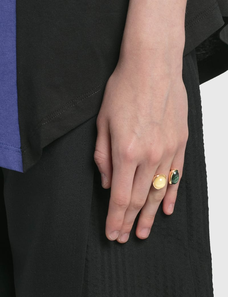 LOEWE 美品 ロエベ 101.29.140 TREE RING カラーストーン U字型