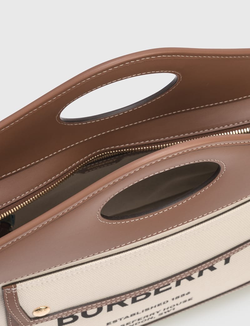 Burberry - Small Two-tone Canvas and Leather Pocket Tote