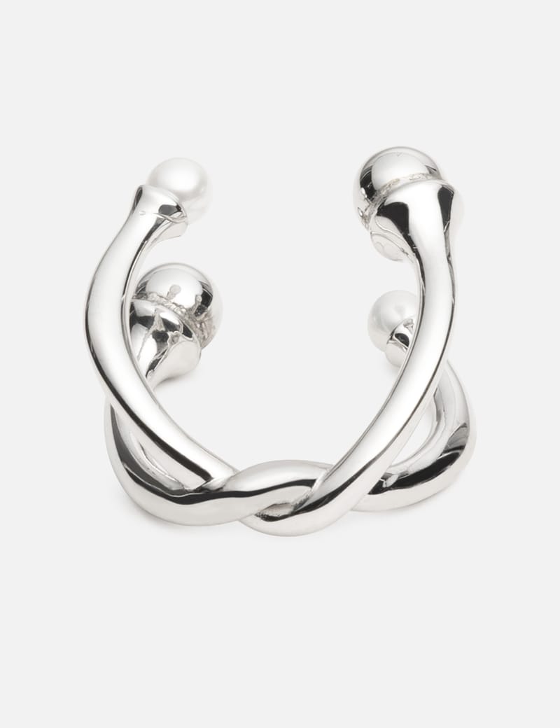指輪・リング [COLDFRAME] COLD WHITE AND SILVER QUADRUPLE OPEN RING COLDFRAME - Cold White And Silver Quadruple Open Ring | HBX