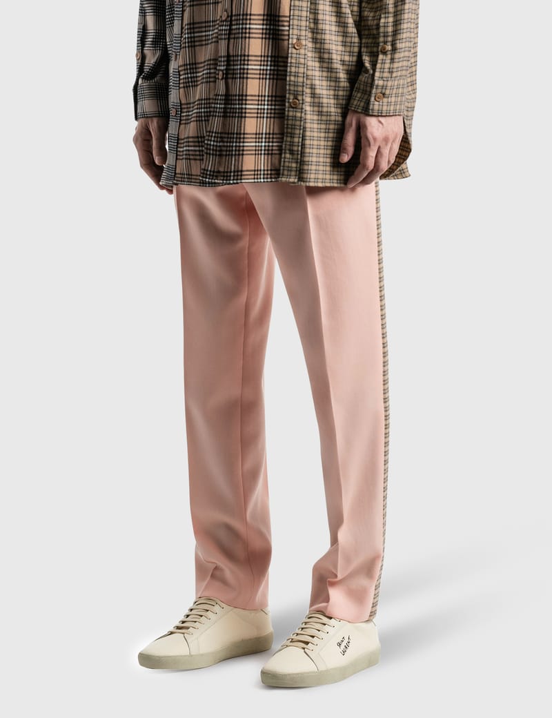 Burberry - Check Side Stripe Dry Wool Twill Tailored Trousers