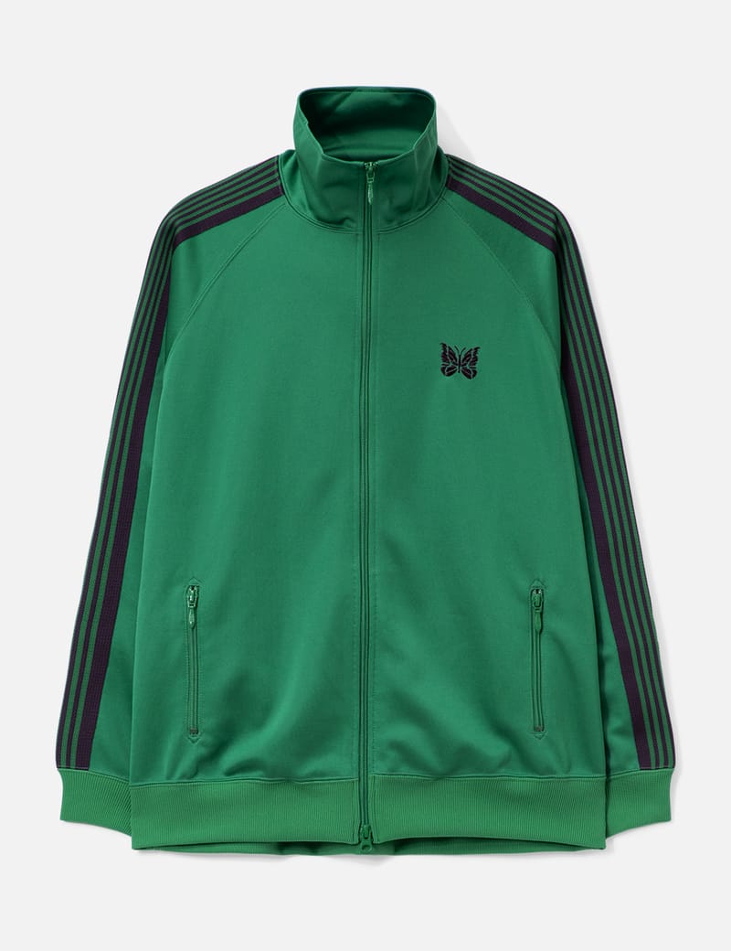 Needles Track Jacket - 全新綠色復古運動外套，細緻刺繡，輕盈聚酯