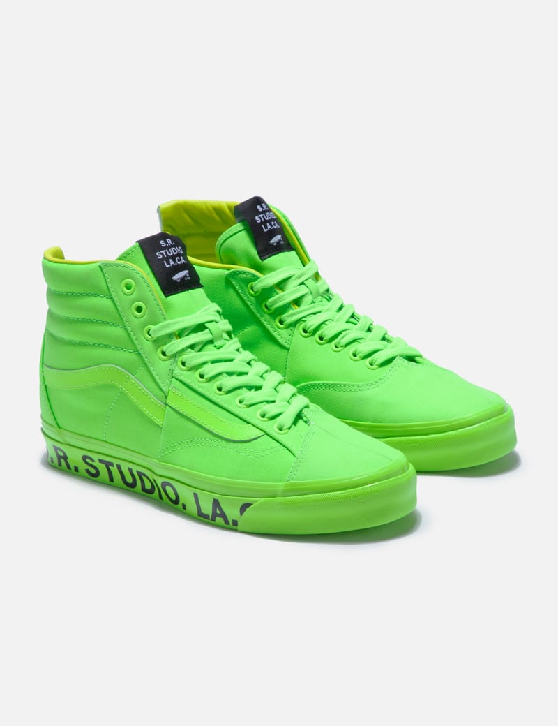 Neon green sk8 hi vans best sale