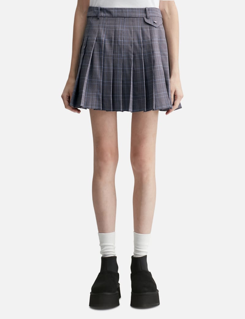 MAISON KITSUNÉ グレー ミニスカート Maison Kitsuné Mini Pleated Skirt - 日本製ウール混のプリーツミニ