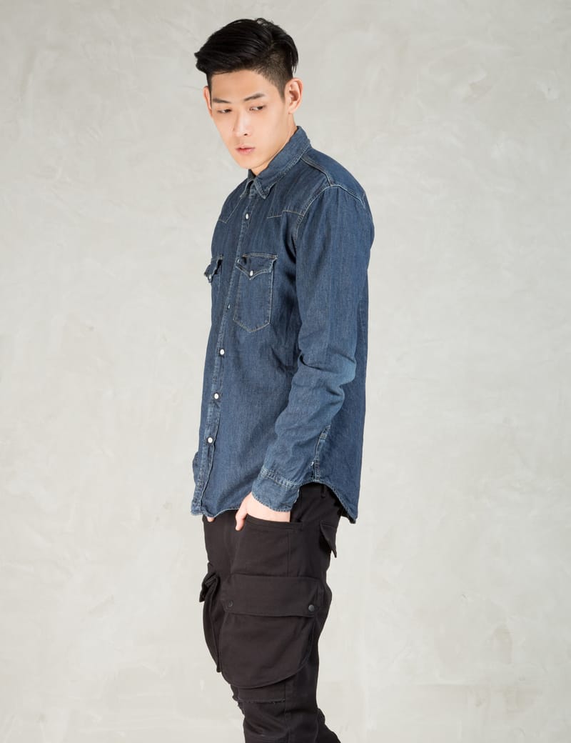 Spellbound - Indigo 6 Months Wash 6 Oz Denim Western Shirt | HBX