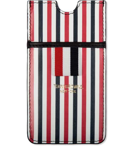 トム ブラウン - Blue/White Striped Print Leather IPhone Case | HBX
