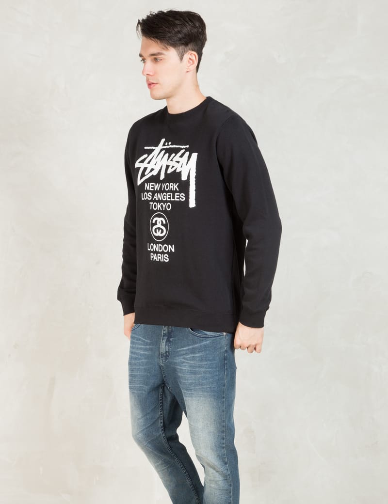 Stüssy - Black World Tour Crewneck Sweater | HBX - Globally