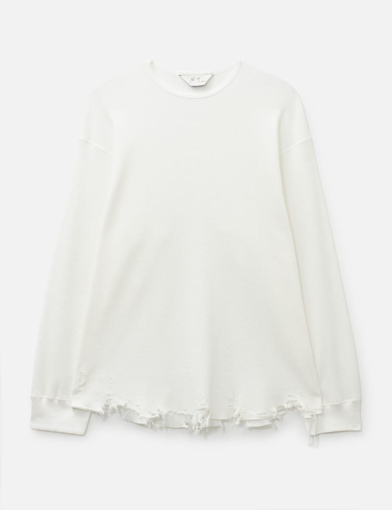 ANCELLM Embroidery Dyed LS T-Shirt - Oversized, distressed cotton