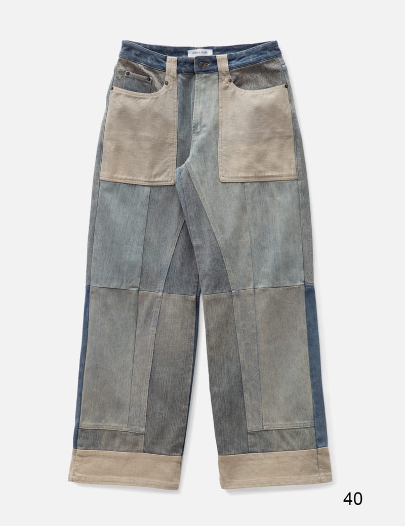 国内配送【MARINE SERRE 】Regenerated Denim Wide Leg Pants Marine Serre - Regenerated Denim Wide Leg Pants | HBX
