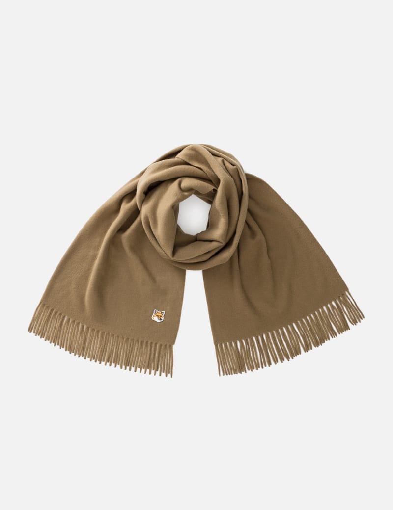 Maison Kitsune SMALL FOX HEAD WOOL SCARF-