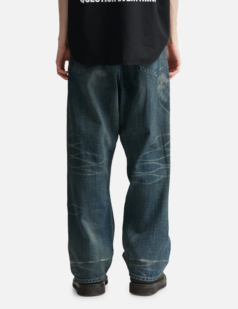 NEIGHBORHOOD Savage Denim DP Wide Pants - Distressed selvedge