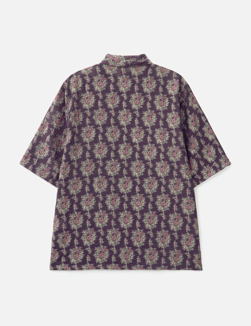 Needles Cabana Shirt - Purple floral jacquard cupra-blend, relaxed