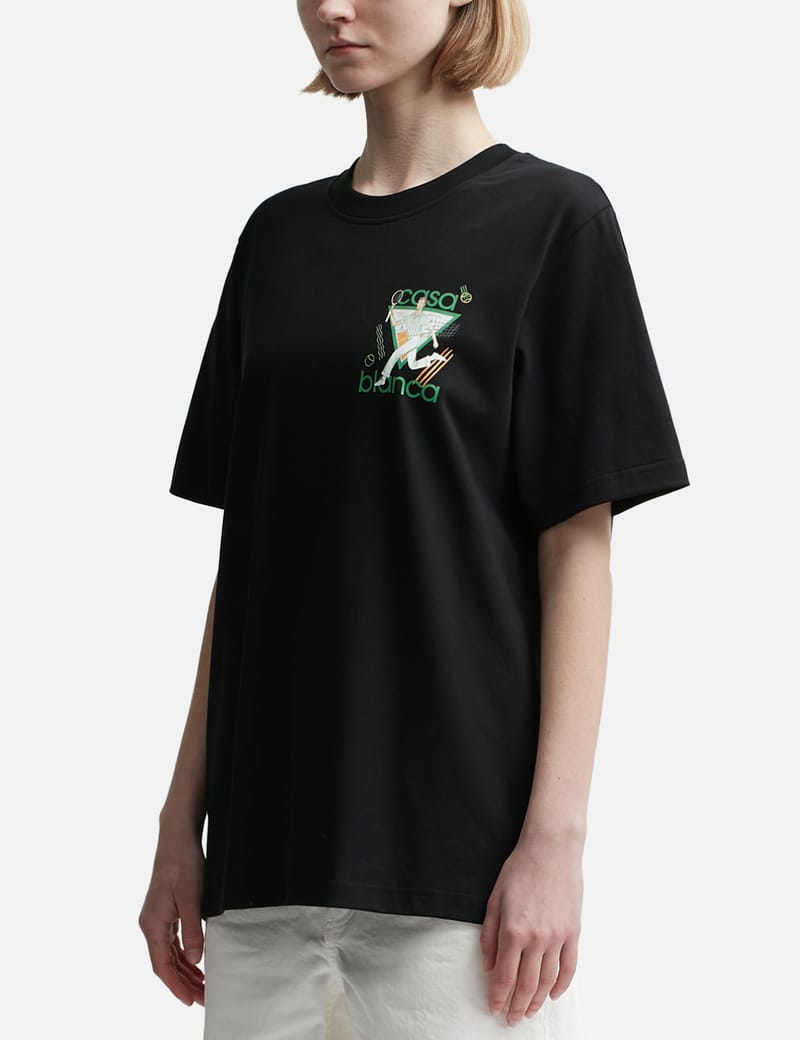 【関税込み】Casablanca ブラック Le Jeu Tシャツ Casablanca Le Jeu organic-cotton T-shirt | Black | FARFETCH