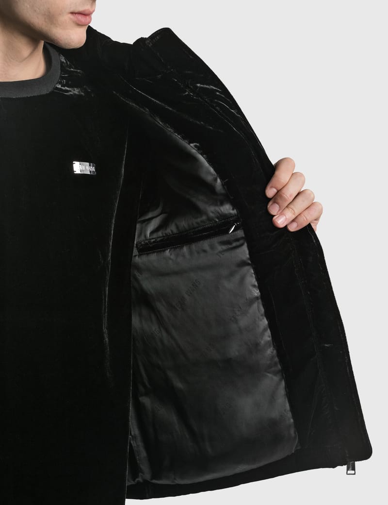 TEAM WANG design - Printed Logo Velvet Down Vest | HBX