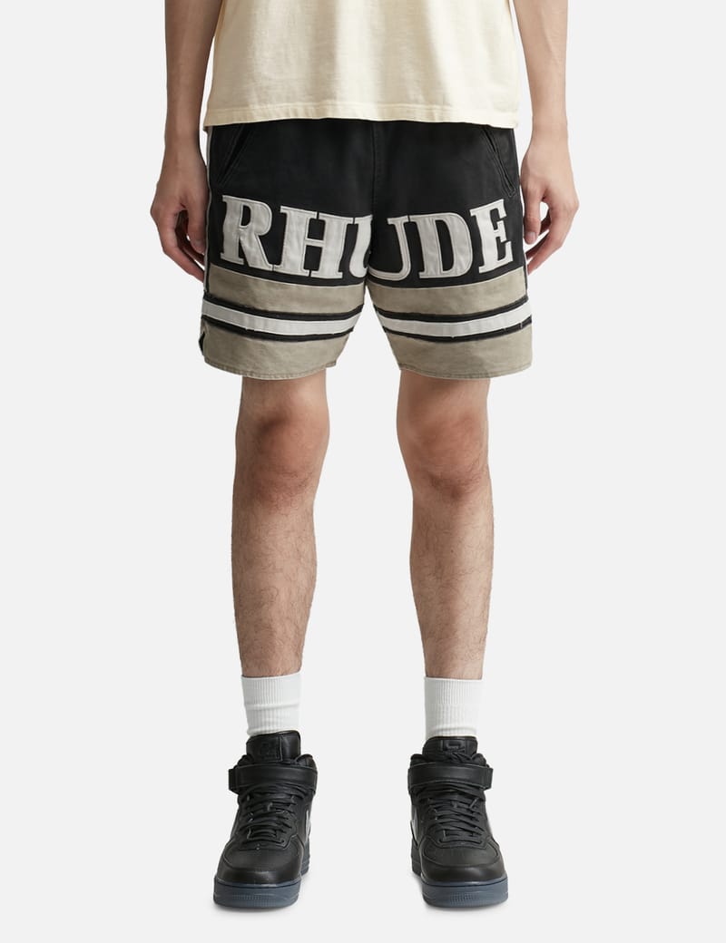 Rhude - EMBROIDERED LOGO SHORTS | HBX