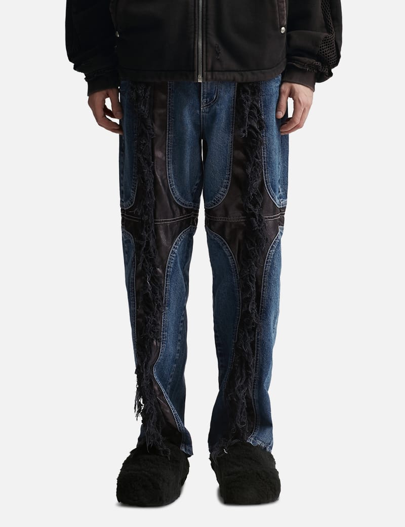 THUG CLUB - Mohican Leather Denim Pants | HBX - Globally Curated ...