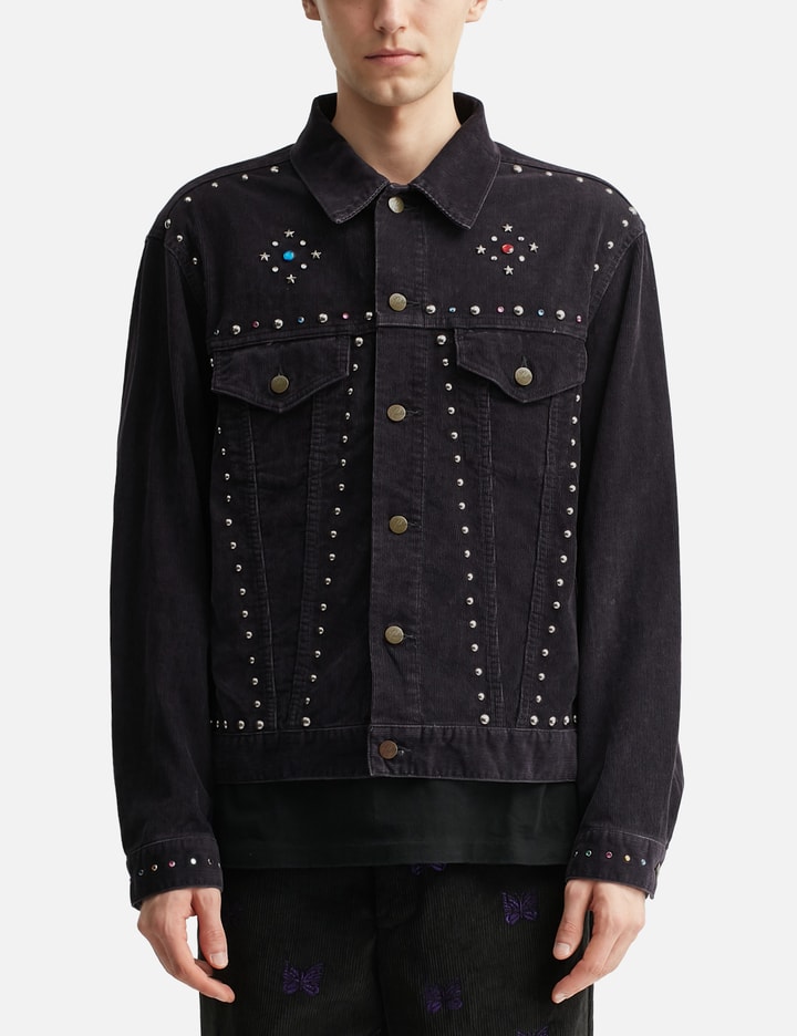 Needles Studded Jean Jacket - Black ribbed corduroy jacket with ...