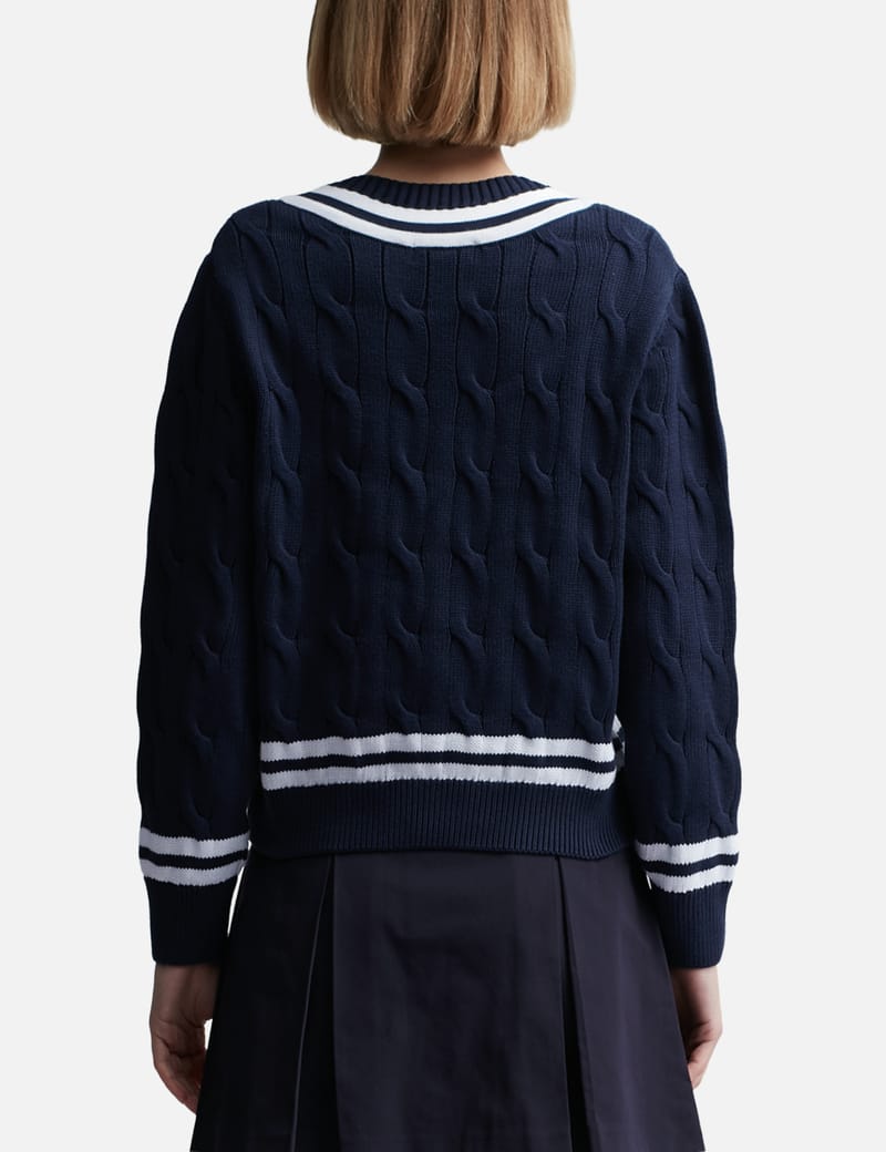 Sporty & Rich - SRC Cableknit V Neck Sweater | HBX