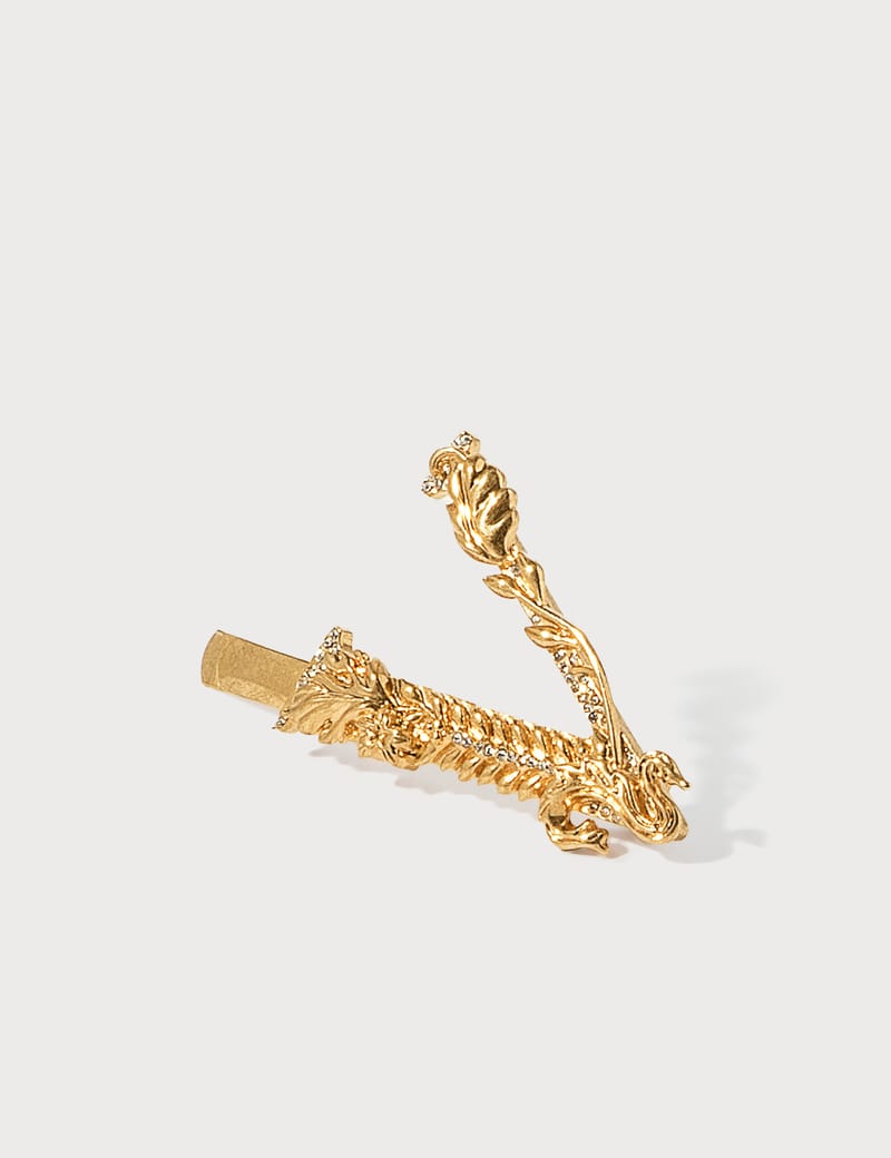 Versace hair clip ヴェルサーチヘアピン　ごー Metallic Gianni Ribbon Hair Clip Gold | VERSACE US