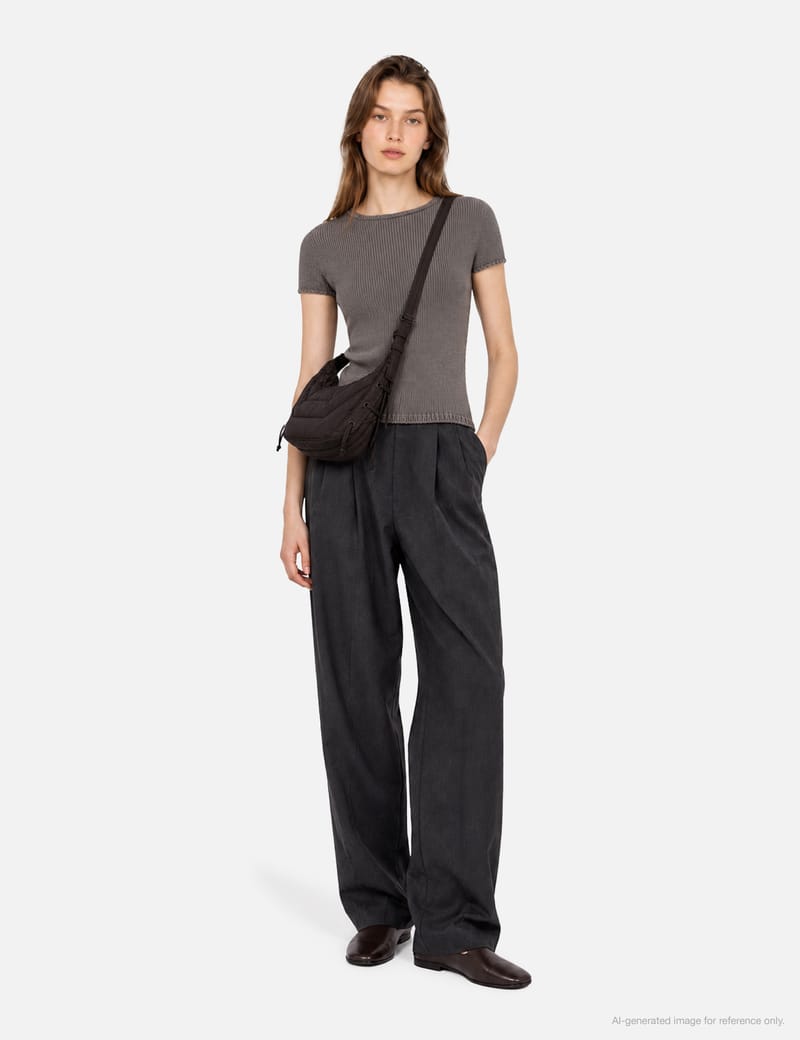 Lemaire Small Soft Game Bag - quilted nylon shoulder bag in dark