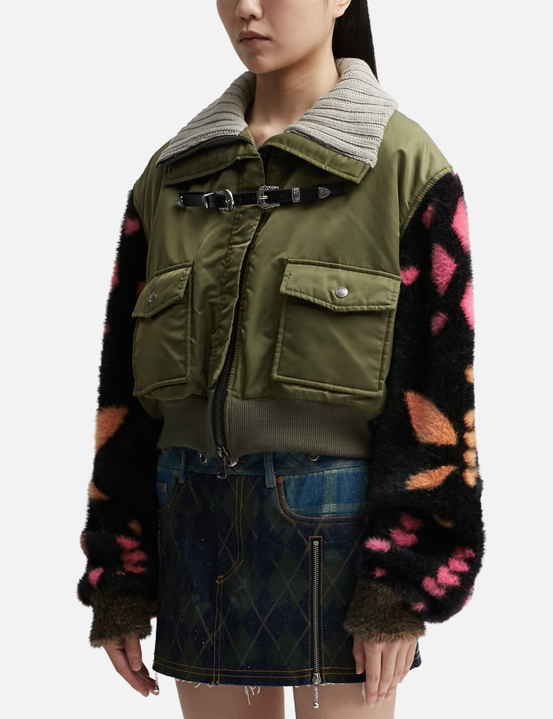 Andersson Bell - Leona Jacquard Knit Sleeve Bomber Jacket