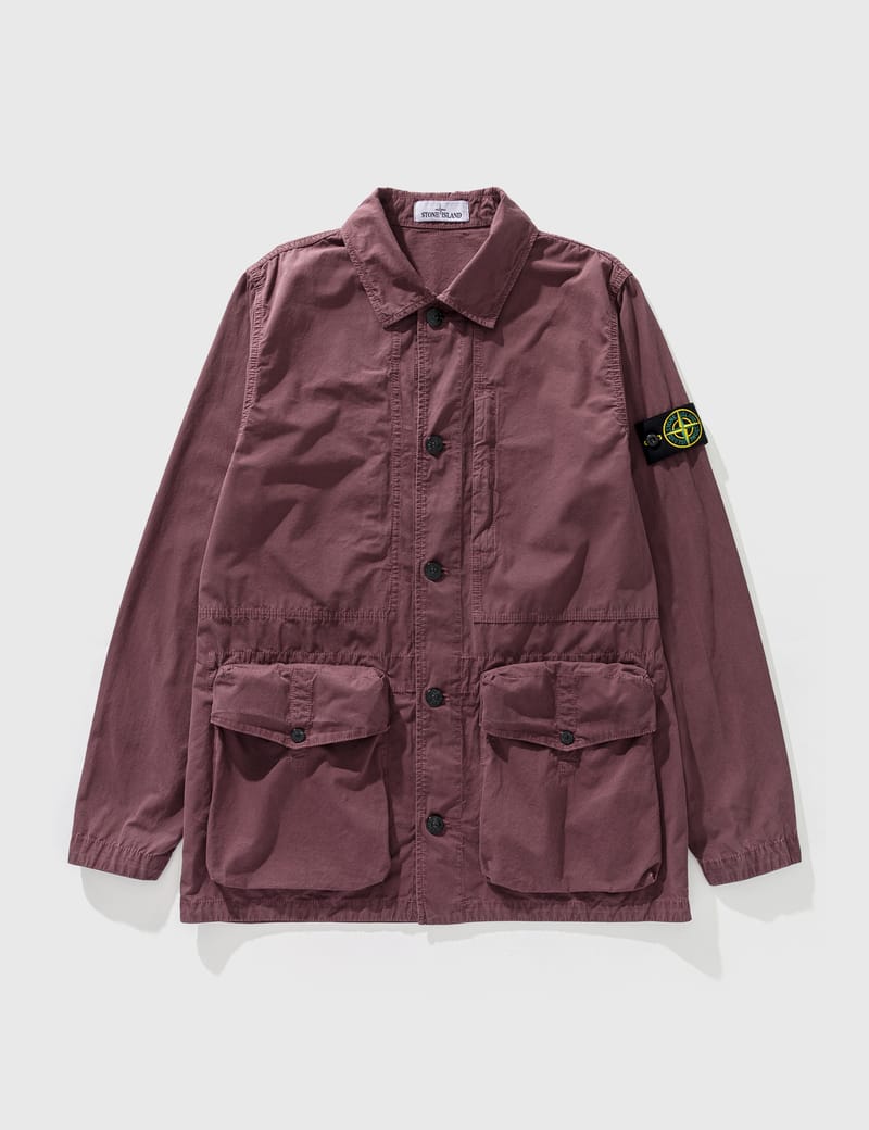 Stone Island - 'Old' Effect Garment Dyed Cotton Canvas Shirt