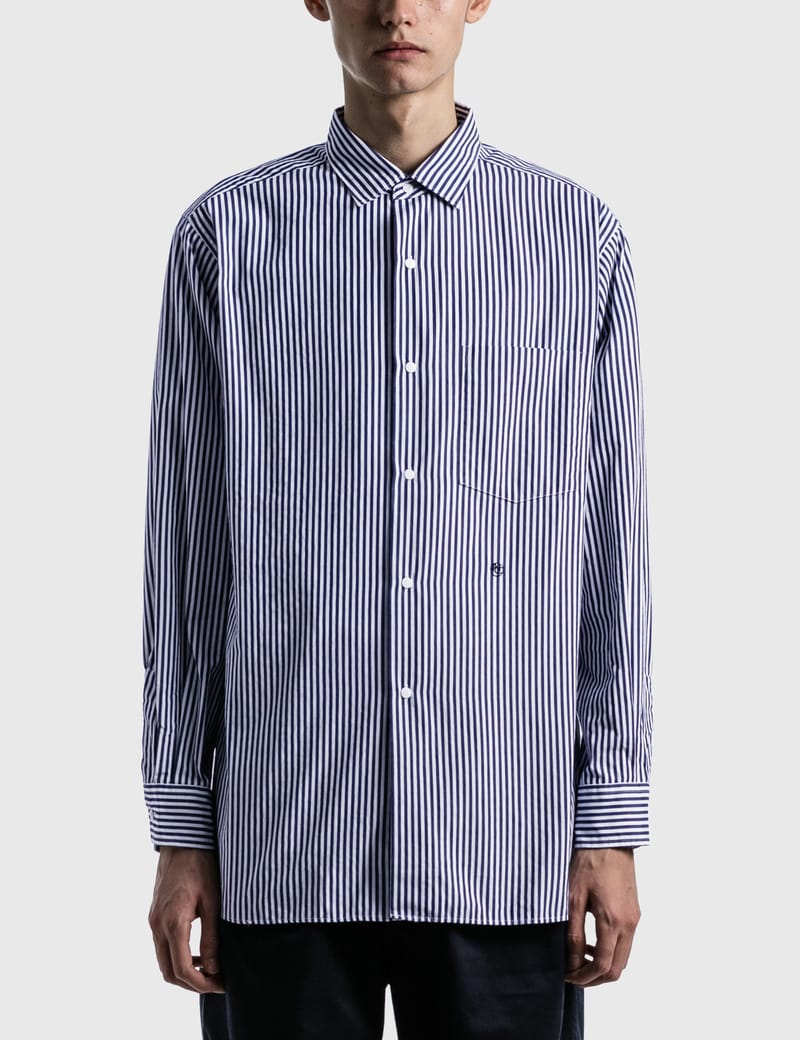 Nanamica - Regular Collar Stripe Wind Shirt | HBX - HYPEBEAST 為您