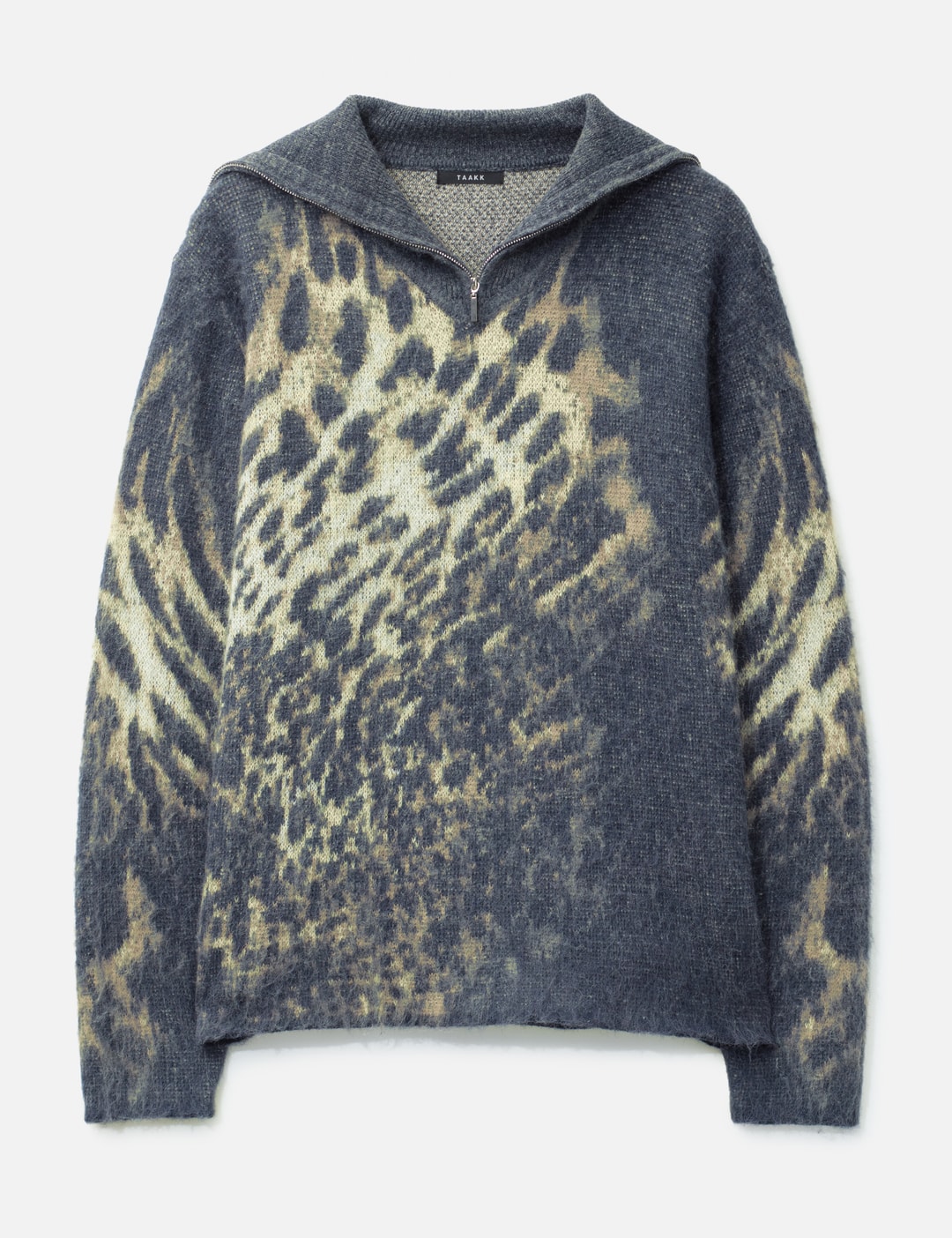 TAAKK Leopard Knit - Mohair-blend half-zip with blurred leopard ...
