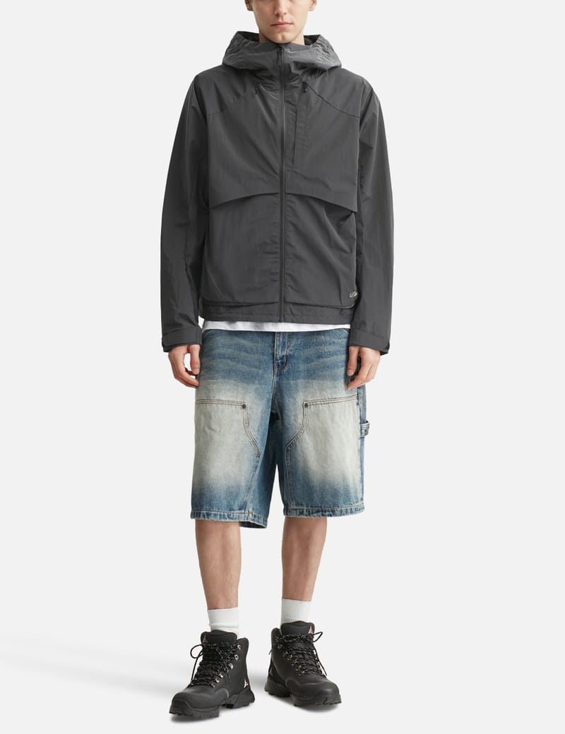 Dime Taffeta Windbreaker - Shiny nylon jacket with hood, zip