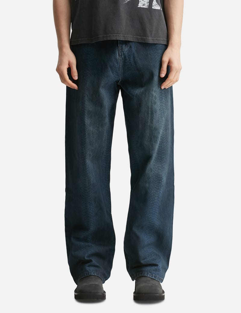 パンツ BASKETCASE LAX BAGGY DENIM BLUE BLACK 30 Basketcase Lax Baggy Denim Snakeskin - Dark-blue baggy jeans with