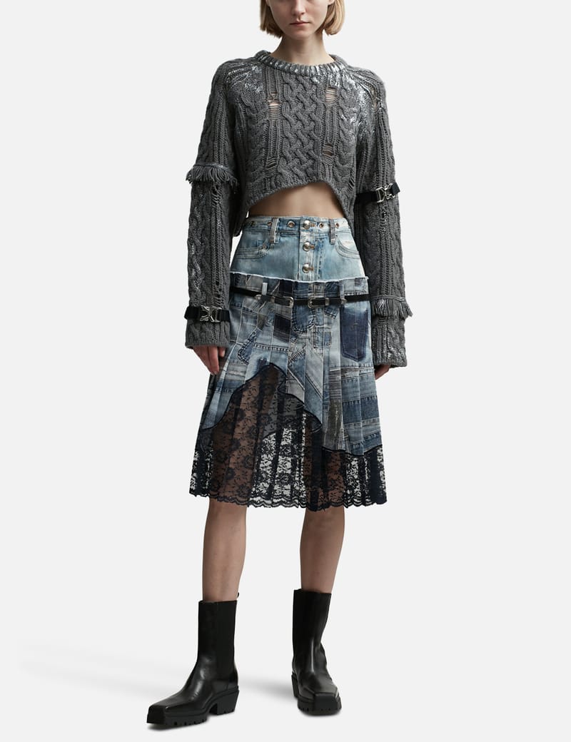 Andersson Bell - Sara Silver Crop Knit Pull-Over | HBX