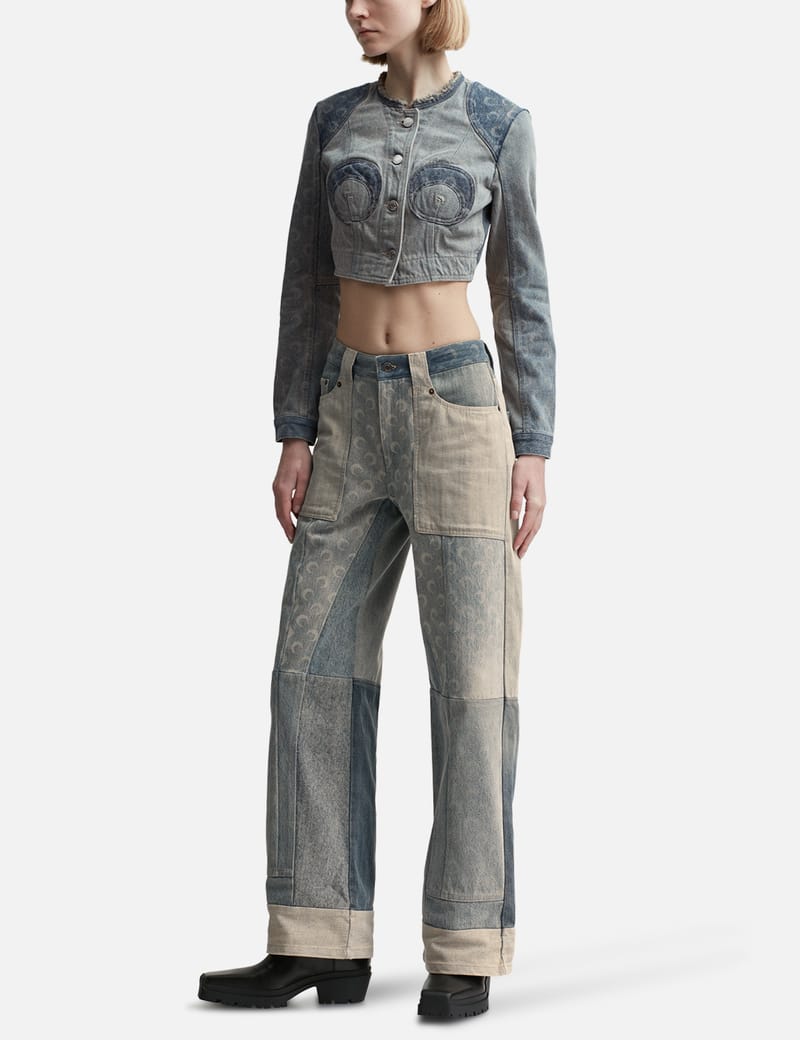 パンツ Marine Serre REGENERATED PANTS Marine Serre - Regenerated Denim Wide Leg Pants | HBX