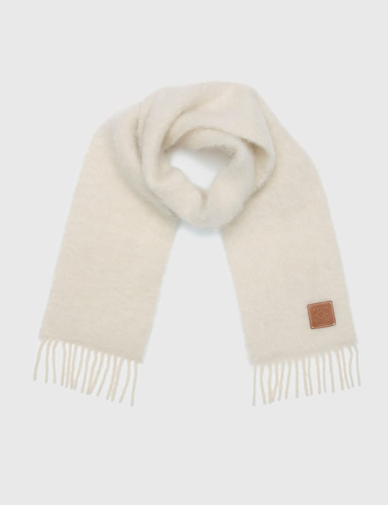 LOEWE スカーフ(モヘア＆ウール)ホワイト スカーフ（モヘア＆ウール）​ グレー - LOEWE