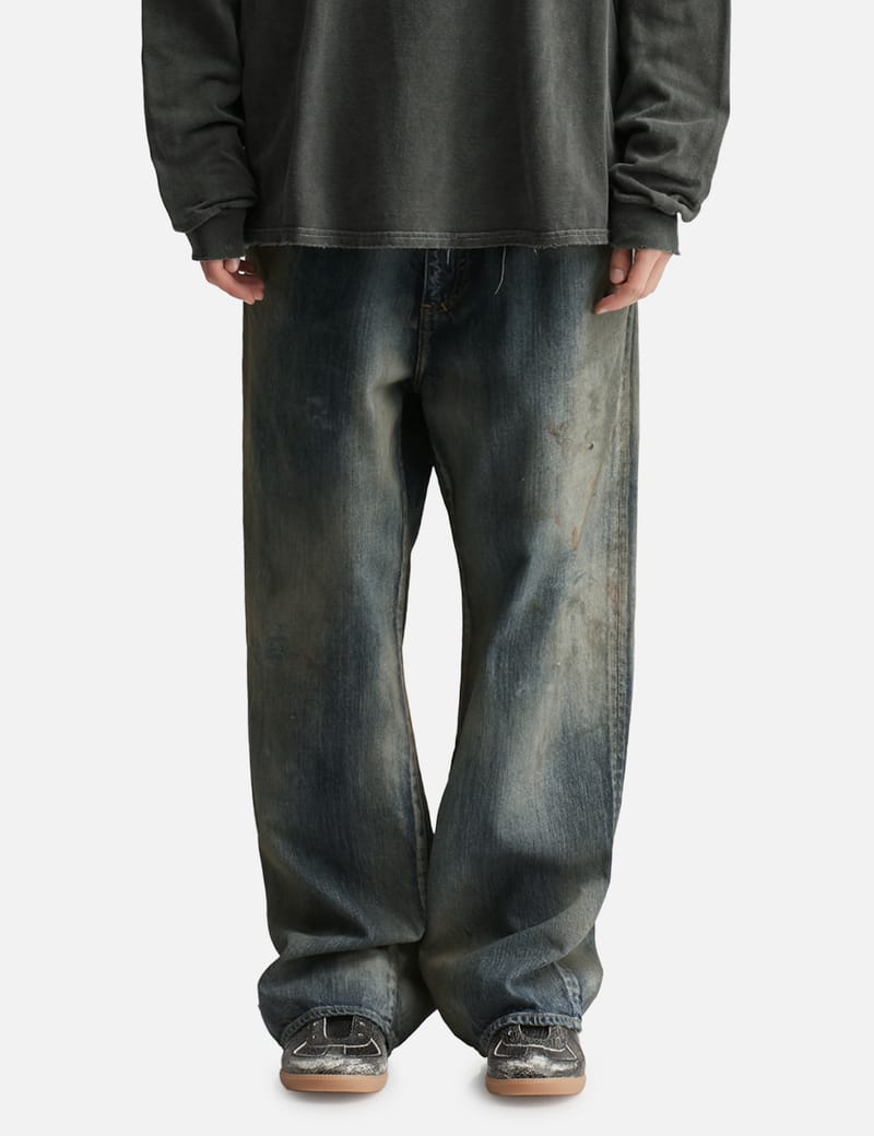 ANCELLM Aging Middle Straight 5P Denim Pants - Slim mid-rise