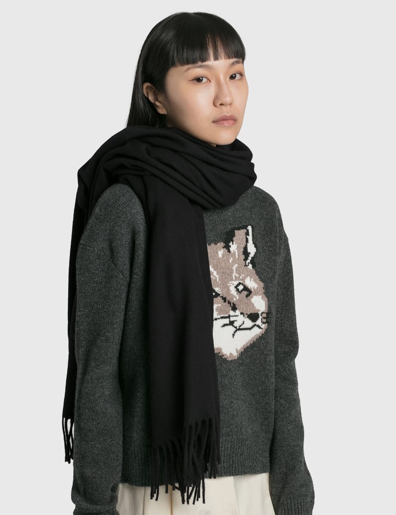 Maison Kitsuné - Fox Head Patch Wool Scarf | HBX