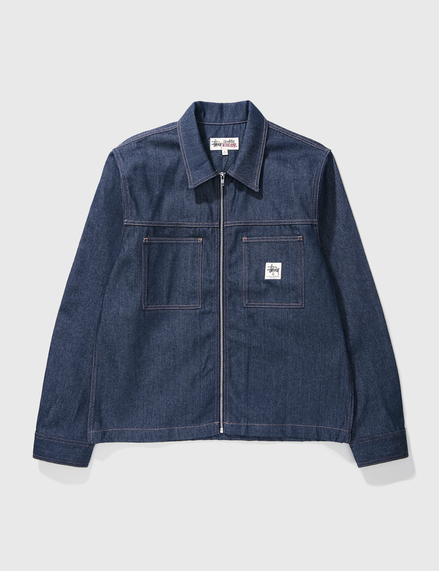 Stussy - Denim Zip Up Work Shirt | HBX - Globally Curated Fashion and  Lifestyle by Hypebeast