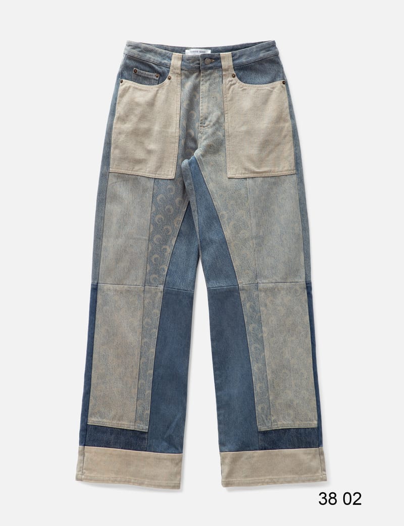 パンツ Marine Serre REGENERATED PANTS Marine Serre - REGENERATED DENIM STRAIGHT LEG PANTS | HBX