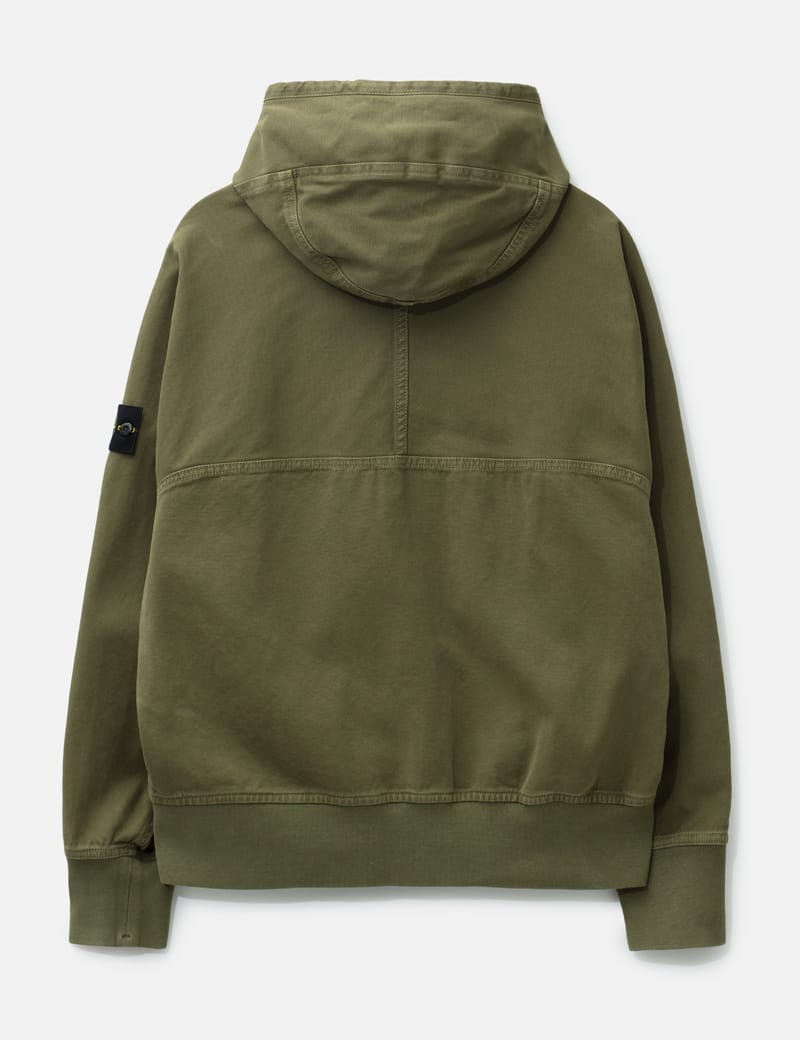 Stone Island Garment Dyed Panama Zip-Up Hoodie - ガーメントダイの