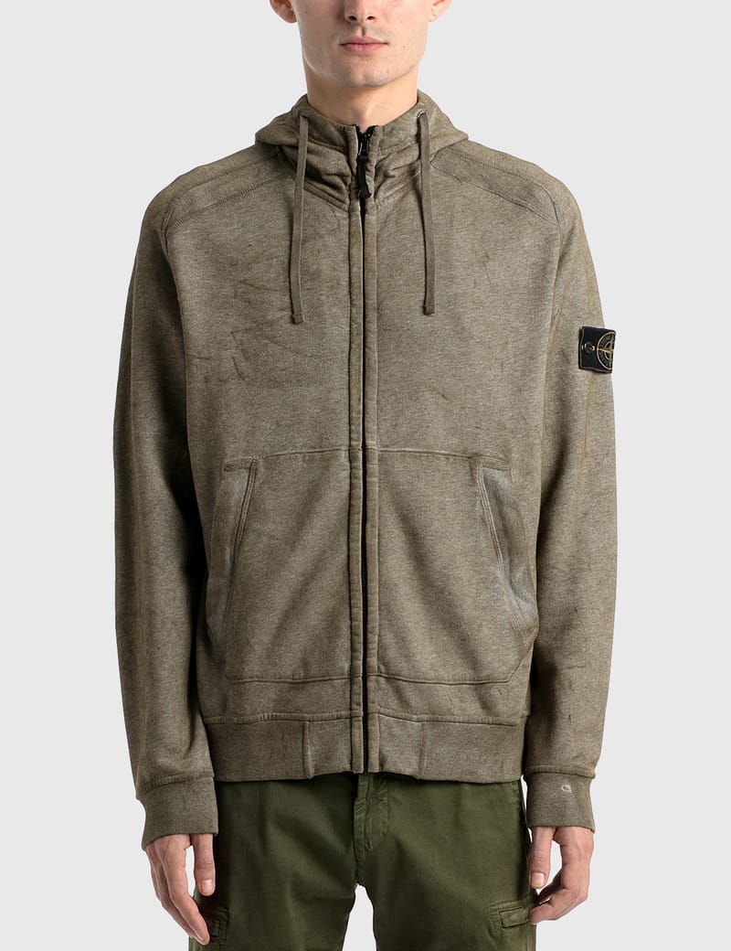 Stone island zip hot sale up hoodie grey