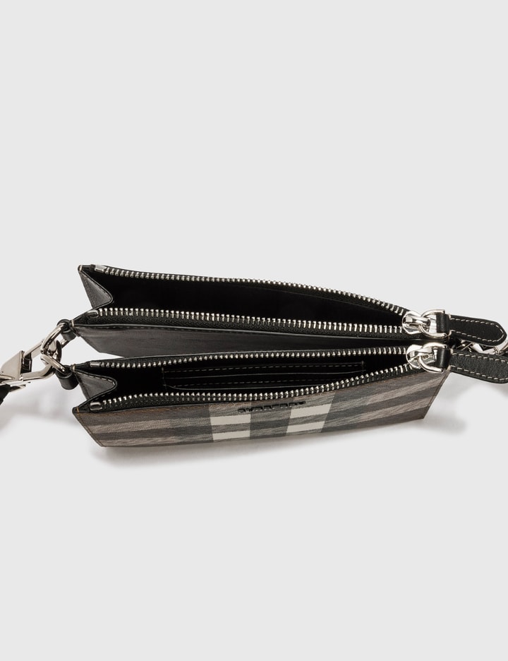 Burberry Check Ecanvas and Leather Link Pouch Crossbody Bag HBX