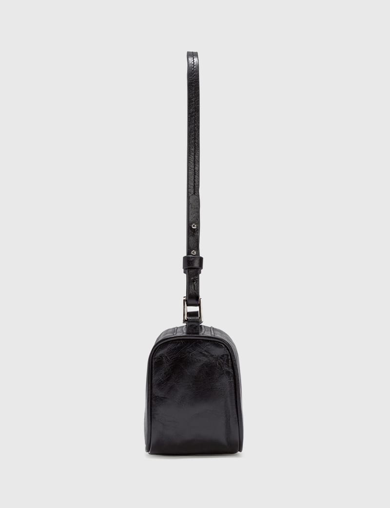 BY FAR Eve Black Creased Leather Bag HBX HYPEBEAST