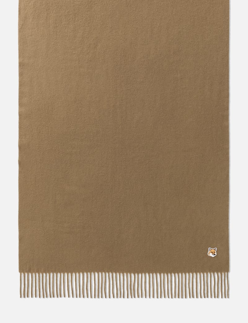 Maison Kitsuné - Fox Head Patch Wool Scarf | HBX - Globally