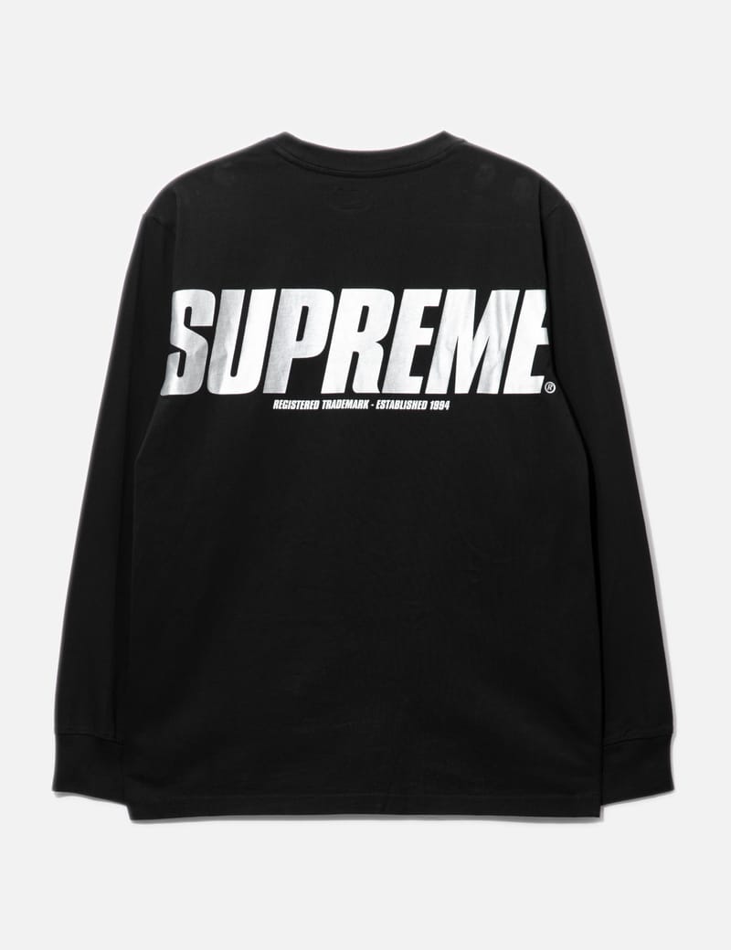 Supreme - SUPREME SILVER LOGO PRINT LONG SLEEVES T-SHIRT | HBX