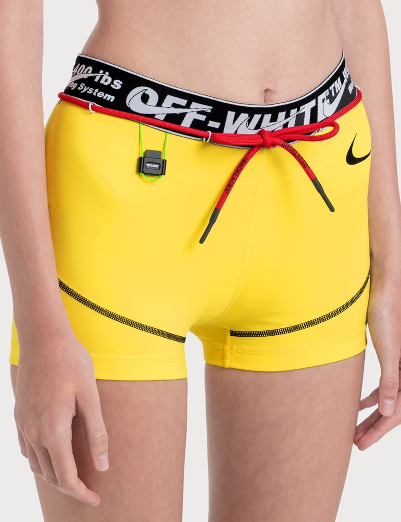 フィットネスボトムス OFF-WHITE x Nike Women's Training Shorts Yellow Black SS 20 OFF-WHITE x Nike Women's Training Shorts Yellow Black SS 20