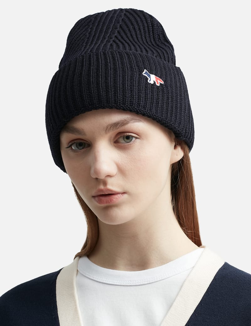 Maison Kitsuné - Ribbed Hat Tricolor Fox Patch | HBX Maison Kitsuné - Ribbed Hat Tricolor Fox Patch | HBX