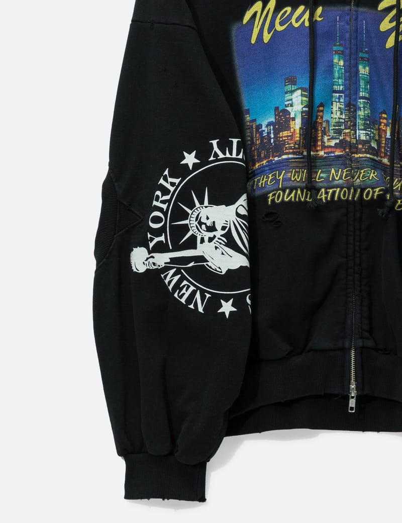 Protocol-Index Reconstructed Sweatshirts Zip Hoodie - Cotton zip